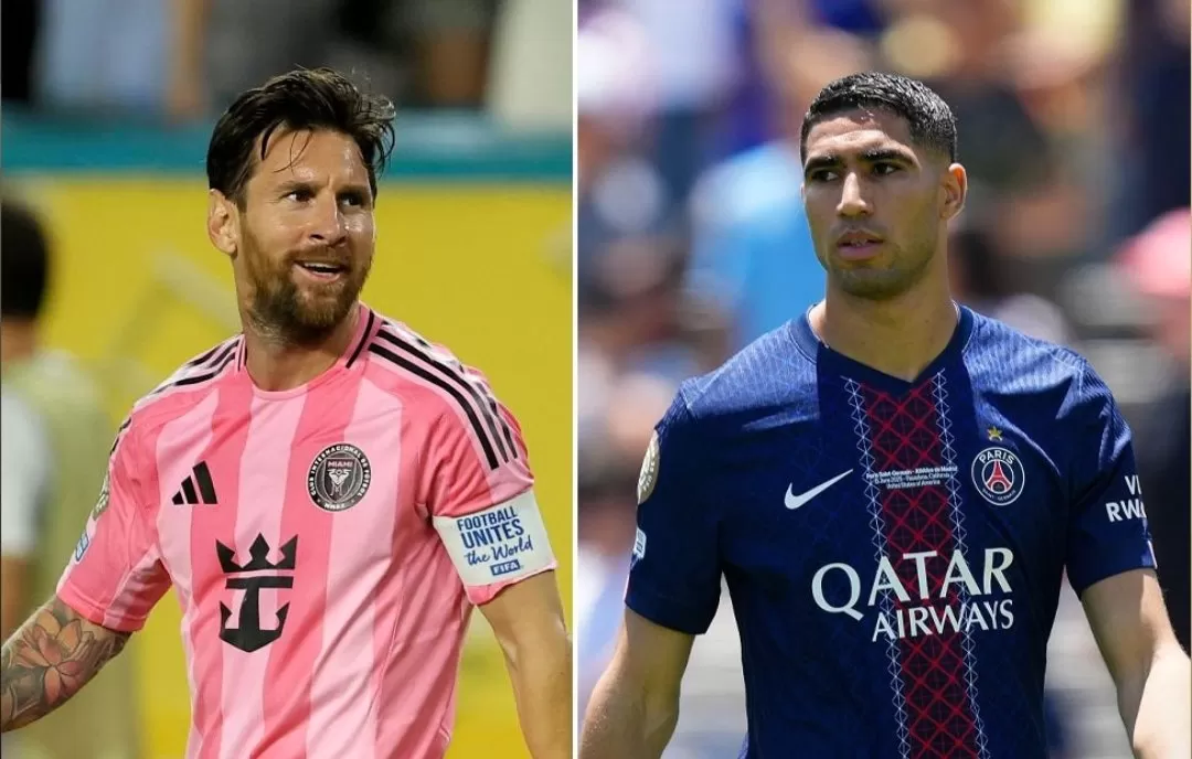 أشرف حكيمي يفاجئ ميسي قبل مواجهة أنتر ميامي في دور الـ16 من كأس العالم للأندية